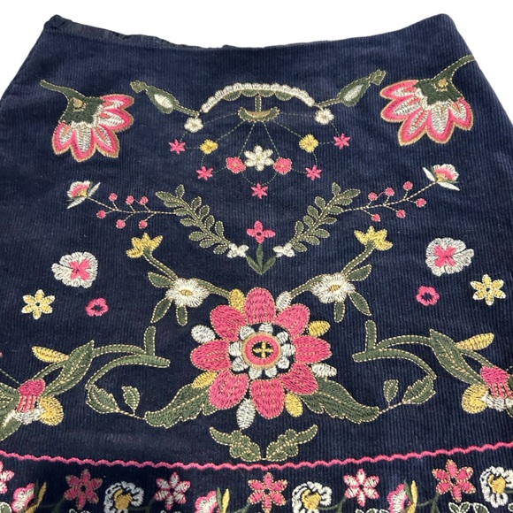 Harper Heritage Embroidered Mini Skirt Womens Size S Cotton Navy - Picture 3 of 10